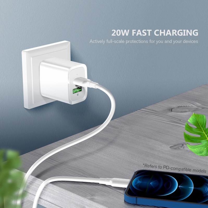 Esoulk NEW 20W PD QC Power Adapter Charging Block USB-C