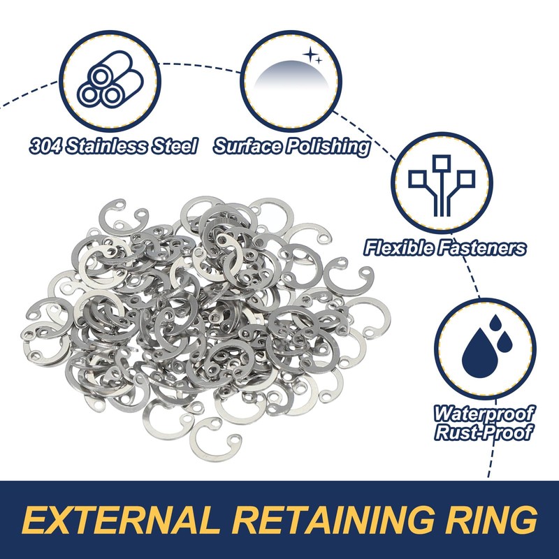 PATIKIL 100 Pcs 9mm ID Internal Retaining Rings E-Clip Snap