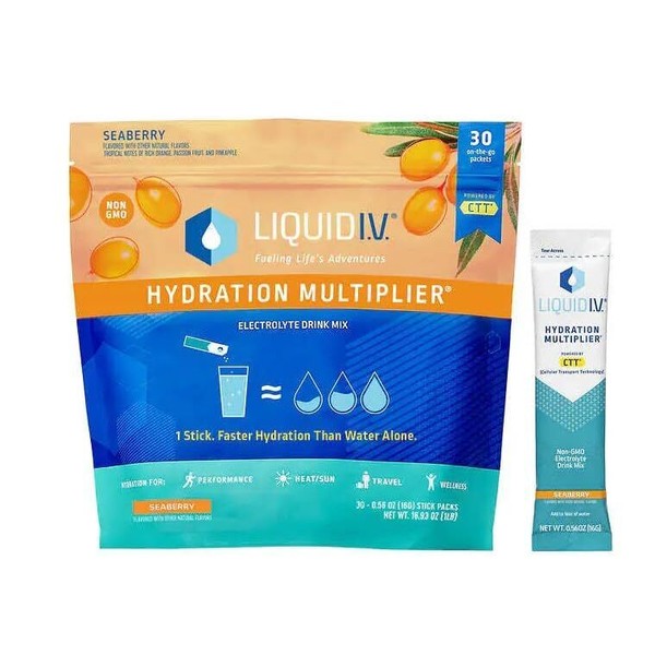 Liquid I.V. Hydration Multiplier New Seaberry Flavor - 60 Sticks