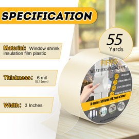 FIFIFO Transparent Window Weather Sealing Tape，3-Inch x 55 Yards Window Draft Isolation Sealing Film Tape，No Residue Insulation Tape for Keeping Doors and Windows Clean (7.62cm x 50m)