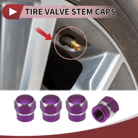 HEROFFIX 4 Pcs Decorative Tire Valve Stem Caps 14.3mm Tyre Valve Dust Covers for Most Cars Truck Purple Aluminum Alloy