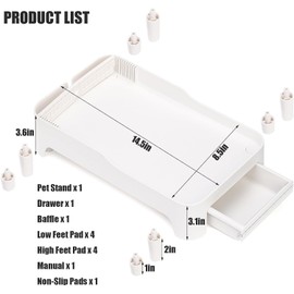 YOUEON Raised Pet Feeder Stand for Cats and Dogs Neck Health, Adjustable Height Elevated Shelf Suitable for 90% Automatic Pet Feeder & Water Dispenser, with Drawer to Stock Pet Snacks, Canned Food