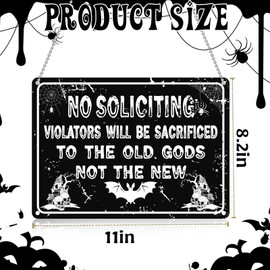 Spooky Room Decor Classy No Soliciting Magnet Sign Funny, Witch Decor for Wall Front Door, Aesthetic Aluminum with Four Drill Holes and Rope 8.2 * 11 in Sign