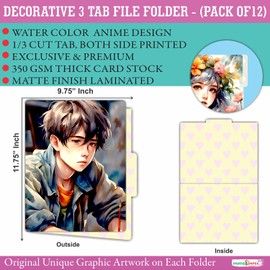 PARTH IMPEX 12 Pack Decorative File Folders, 1/3 Cut Tab with Assorted Positions, Letter Size Paper Holders (9.75” x 11.75”) Matte Finish Laminated for Office School Work - Nature Landscape Design