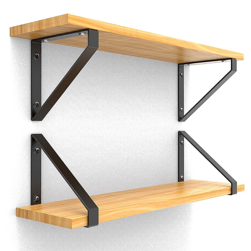 2PCS Heavy Duty Shelf Brackets,8" Metal Wall Brackets Steel Triangle