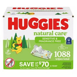 Huggies Natural Care Sensitive Baby Wipes, Fragrance Free, 17 pk., 1088 Wipes