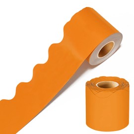69 Feet Scalloped Bulletin Board Borders，Holiday Decoration for School，Scalloped Borders Classroom Bulletin，for Classroom Décor, Bulletin Board Trim Doors Decoration Strips（Orange）