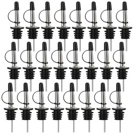 24 Pack Liquor Pour Spout, Stainless Steel Classic Bottle Pourers with Rubber Dust Cap, Speed Wine Bottle Pourer for Liquor Bottle, Oil Bottles(24 Pack)