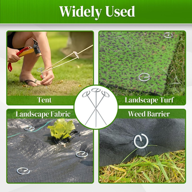 Quibbay 50 Pcs Landscape Fabric Pins,11 Gauge Circle Top Garden