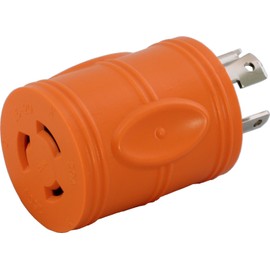 AC WORKS [ADL1430L620] Locking Adapter 4-Prong 30Amp 125/250Volt NEMA L14-30P Locking Plug to L6-20R 20Amp 250Volt Locking Female Connector