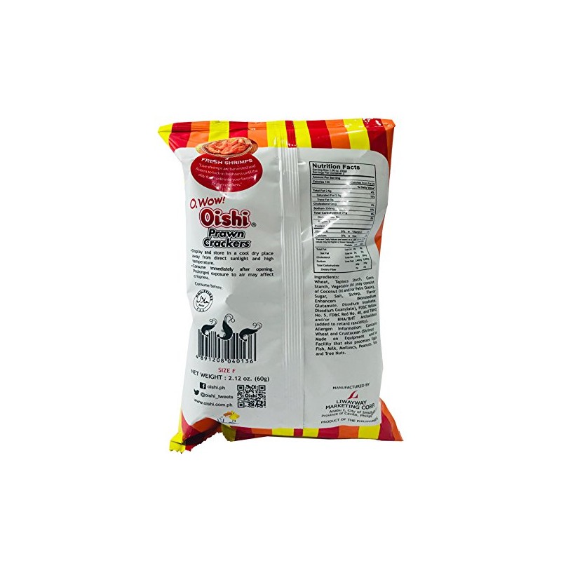 Oishi Prawn Crackers Original Flavor 2.12oz Pack of 4