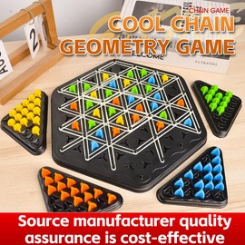 Generic Chain Triangle Chess Game,Family Fun Night Chess Set, Triggle Elastic Band Game for Kids & Adults, 2-4 Players, Interactive Brain Teaser (1 Set)