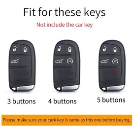 ontto Car Key Case Fits Chrysler 300C Jeep Renegade Compass Grand Cherokee Dodge FIAT 500X Remote Control Cover Leather Key Case Key Fob Key Protection Case 3 Buttons Black
