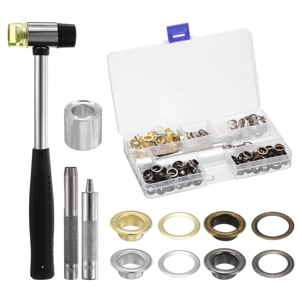 sourcing map 200pcs Grommet Eyelets Tool Kit 8mm Metal Grommet