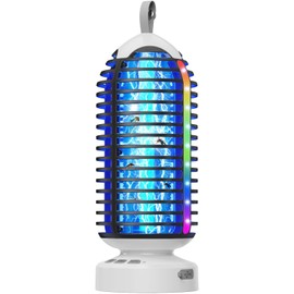 Bug Zapper Outdoor Indoor, Cordless Mosquito Zapper with LED Lights and Marquee Lights, Rechargeable Fly Zapper Outdoor Waterproof for Camping, Patio, Backyard, Garden, Home