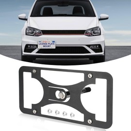 Front Bumper Tow Hook License Plate Mount Bracket Compatible with Volkswagen GTI/Golf R 2010-2014, No Drill Plate Holder, Front License Plate Bracket