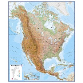 Maps International Large Physical North America Wall Map - Laminated - 47 x 39