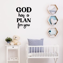 Vinyl Wall Art Decal - God Has A Plan for You - 24" x 17" - Trendy Inspiring Lovely Spiritual Quote Sticker for Home Bedroom Closet Living Room Office Coffee Shop Religious Decor (Black)