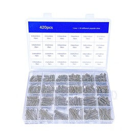 CREEYA 420-Piece Compression Spring Assortment Set, 24 Sizes of Compression Springs, Lengths 10 mm, 15 mm, 20 mm, 30 mm, Diameter 5 mm, 6 mm, 7 mm, 6 Different Elasticity, Tiny Compression Spring for