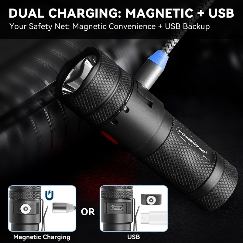 PowerTac E10-G4 1200 Lumen EDC Flashlight – Compact Magnetic Tailcap