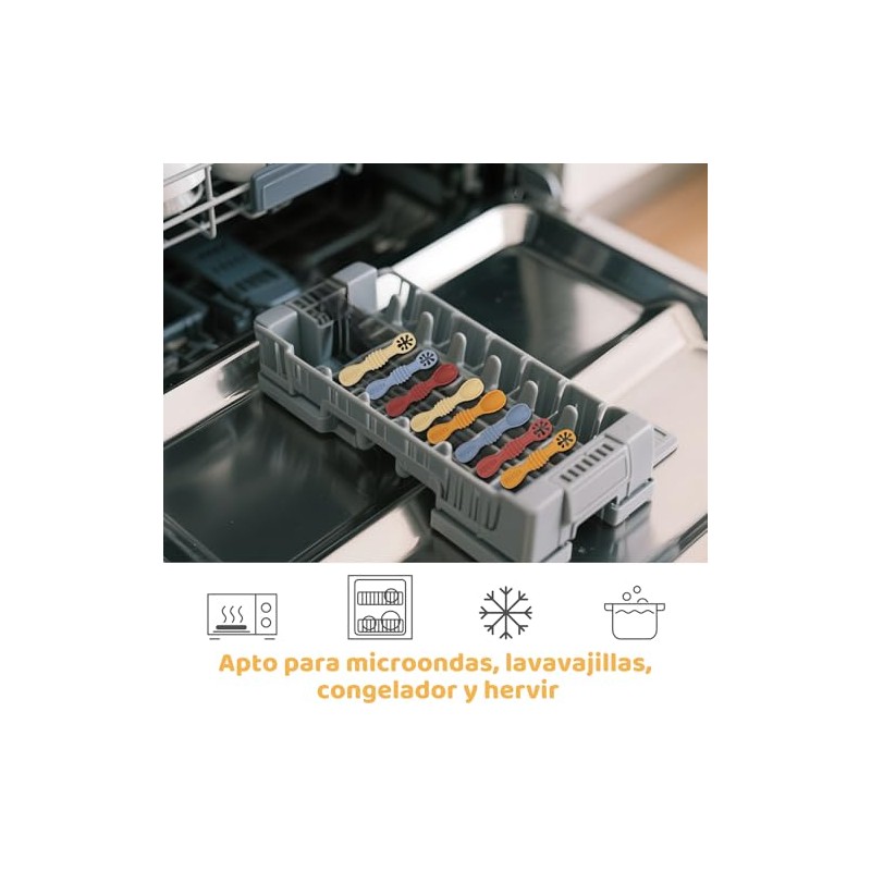 8PCS Juego Cucharas Masticables de Silicona, con Protuberancias para Dentición,