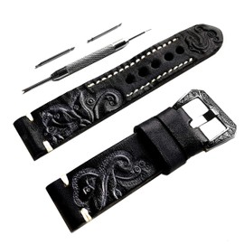 NICKSTON Black and Gray Embossed Leather Band Compatible with Garmin Vivomove 3S and Vivoactive 4S Strap Pins and Tool PT18 (5. Rose Gold Color Buckle, for Garmin Vivoactive 4S)