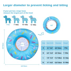 Dog Cones for Small Dogs,Comfortable Adjustable Soft Dog Cone After Surgery，Soft Protective Recovery Cone for Dogs and Cats,Washable Dog Elizabethan Collar Stop Licking Wounds (Donut Blue, S)