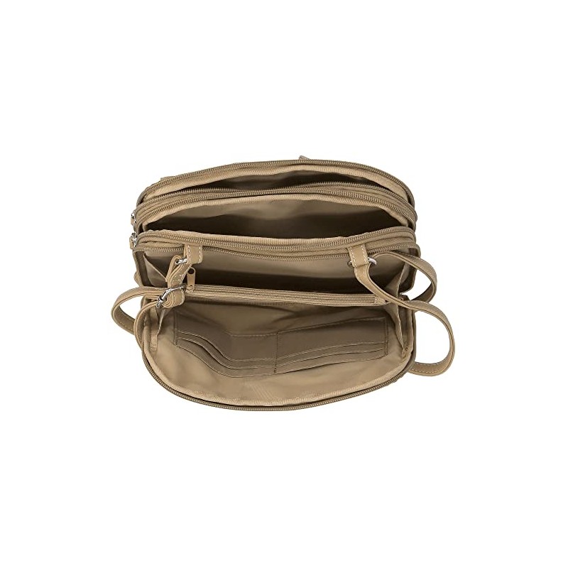 MultiSac Women's Zippy Triple Compartment Crossbody Bag Cross Body, Chino,