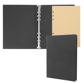 Skycase A5 Ring Binder Refillable - Black with Brown Refill Paper, Planner & Notebook with 6 Rings, Organiser for School, Office, Study, High Quality & Durable