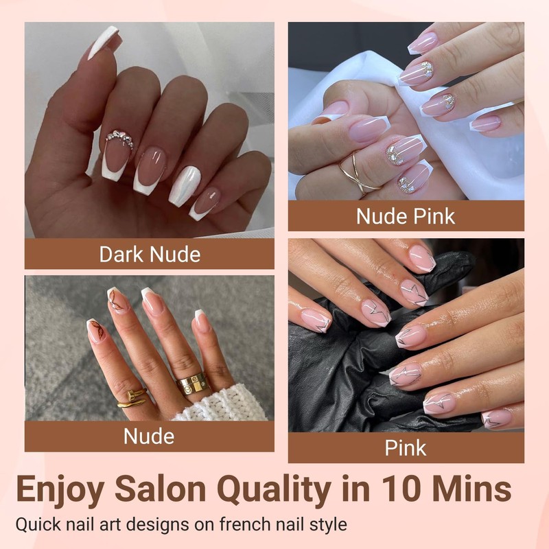 KQueenest Soft Gel French Nail Tips, 300 Pcs White French