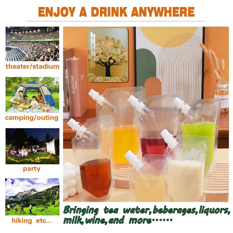 12Pcs Drinks Flasks - Juice & Food Grade Plastic Flasks,
