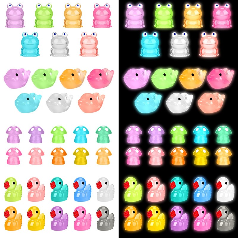 Guiqulai 128 Pcs Mini Resin Animals Luminous Resin Animals Mini