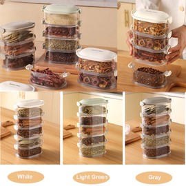 ZAAWUUT Spice Storage Box,Leakproof,Freezer Safe, Cereal Containers with Easy Lock Lids for Kitchen Pantry Organization (Green, Three-Layer)