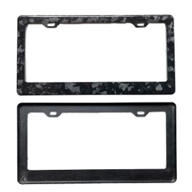 Zomanon 100% PURE Real Carbon Fiber License Plate Frame with Screws & Caps Standard Size for USA Car (2 Hole-1PCS ) (Glossy Forged Texture)