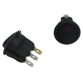 Lumonic 5 x Plastic Rocker Switch Off Switch Diameter 23 mm in Colour Black I with Red LED and a 4.8 x 0.8 mm Plug Flat Connector I Suitable for 12 V 16 A