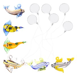 Hemobllo 6pcs Fish Tank Decorations, Mini Aquarium Decorations Floating Cute Glass Fish Figurine with Water Balloons For Aquarium Fish Tank Accessories (Random Style)