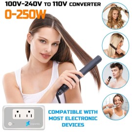 Mapambo 220V to 110V Stepdown Power Voltage Converter US to Europe Travel (Type A/C/G/I)