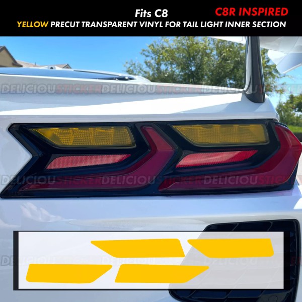 Deliciousticker For 2020-24 Corvette C8 Tail Light Yellow C8R Rear