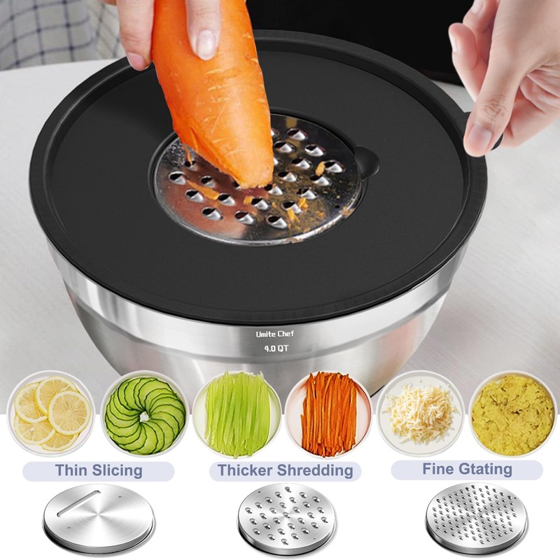 Umite Chef Mixing Bowls with Airtight Lids, 8PCS Stainless Steel