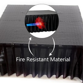 16’ x 28” MyStage Portable Stage Skirt - Black Satin Fire Resistant Fabric Adhesive for Events, Performances, & Wedding Staging, High-Quality Wrinkle-Free Platform Skirting Cloth - (Black)