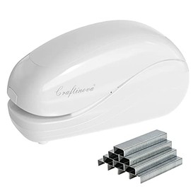 Craftinova Electric Stapler,Including 2000 Staples and 1 adapters,Suitable for Palm Size and high Comfort，25 Sheet Capacity, AC Adapter or Battery Powered，Battery not Included，(White)