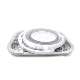 SAMMART 2pcs Kitchen & Outdoor Set : Collapsible Dish Drainer with Drainer Board & Collapsible Plastic Bucket (2, Grey+Grey)