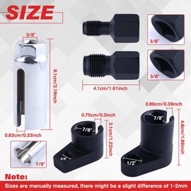 LEONTOOL 5pcs O2 Lambda Sensor Socket Thread Chaser Set, 3/8 Inch 1/2 Inch Drive x 7/8 Inch 22 mm, Forged CR-V Steel Automotive Offset Lambda Sensors Wrench Remover Tool