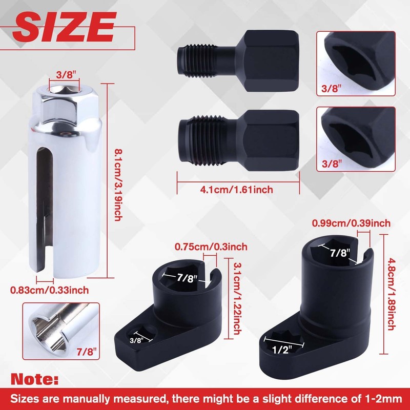 LEONTOOL 5pcs O2 Lambda Sensor Socket Thread Chaser Set, 3/8
