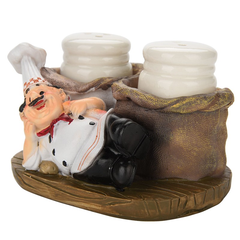 Cute Chef Statue Salt & Pepper Bottle Holder Ornaments Home