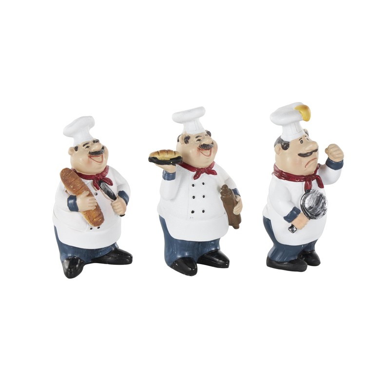 Deco 79 Polystone Chef Sculpture, Set of 3 5", 5",
