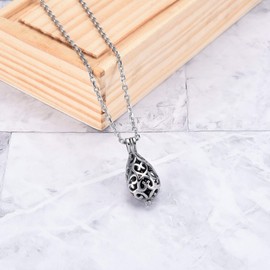 JSDDE Memorial Urn Pendant Necklace Partone Pendant for Ashes Hair Nail Locket Pendant Memorial Charms Pendant Chain with Funnel Filling Kit, Stainless Steel