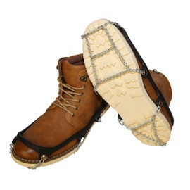 Mountain Goat Approved Shoe Chains - Snow & Ice Traction; Alt for Ice Cleats, Crampons, Spikes, Grippers; Anti-Slip, Case Hardened Steel, Comfortable, Easy Slip-On (1 Pair) (S)