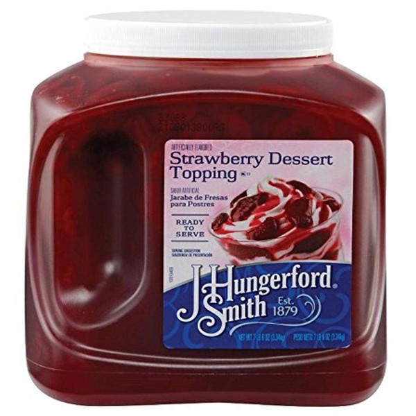 J Hungerford Smith Sliced Strawberry Topping, 118 oz Jug, 3 Pack