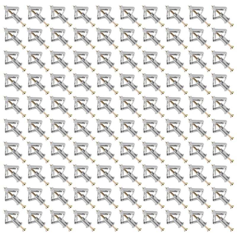 100Pcs Expanded Plasterboard Anchor Metal Drywall Anchor Kit High Strength